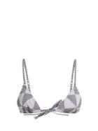 Matchesfashion.com Belize - Christy Patchwork Triangle Bikini Top - Womens - Blue Multi