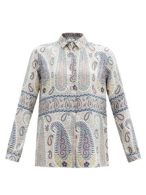 Matchesfashion.com Etro - Paisley-print Silk Shirt - Womens - Blue Multi