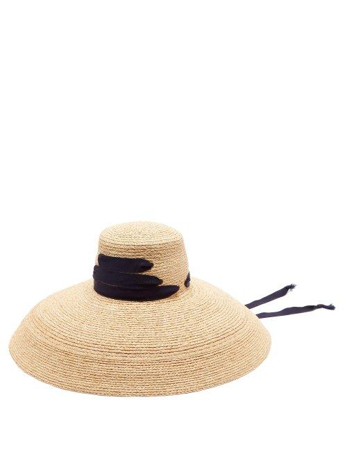 Matchesfashion.com Lola Hats - Espartina Grosgrain Trim Raffia Hat - Womens - Navy
