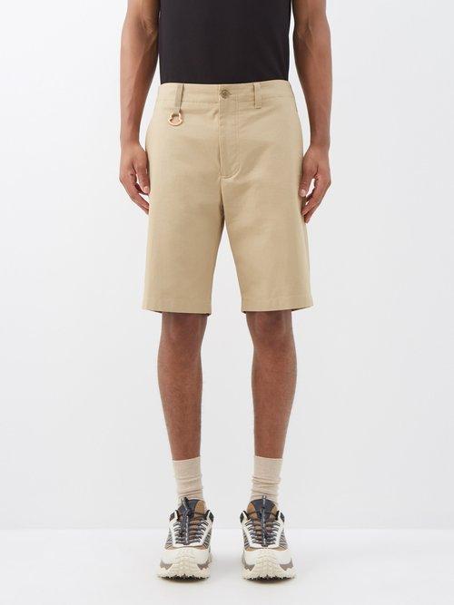 Moncler - Logo-plaque Cotton-gabardine Shorts - Mens - Beige