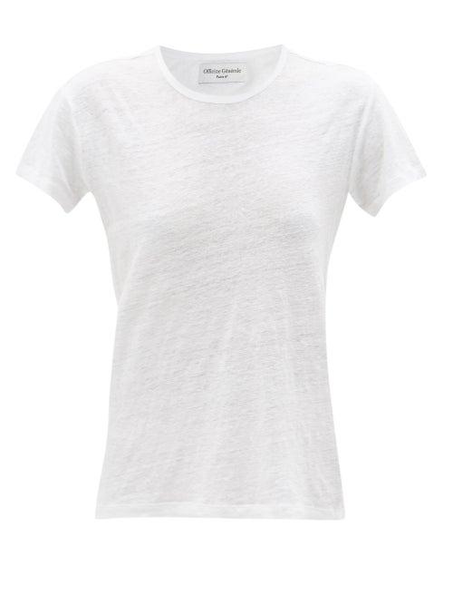 Matchesfashion.com Officine Gnrale - Lara Linen-jersey T-shirt - Womens - White