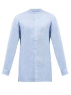 Charvet - Stand-collar Linen Shirt - Mens - Blue