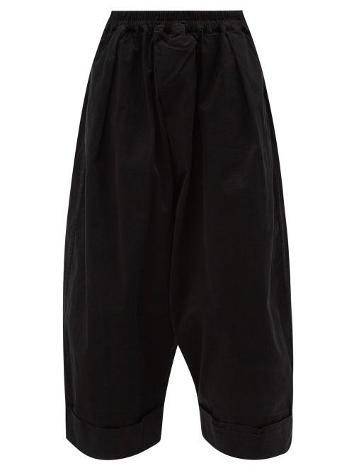 Toogood - The Baker Cropped Cotton-twill Wide-leg Trousers - Womens - Black