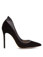 Matchesfashion.com Gianvito Rossi - Tuxedo 100 Satin Trimmed Velvet Pumps - Womens - Black