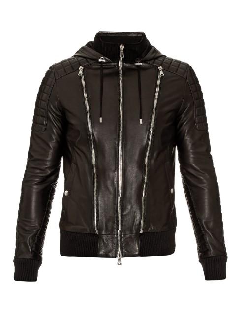 Balmain Quilted Leather Bomber Jacket