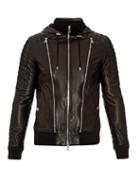 Balmain Quilted Leather Bomber Jacket