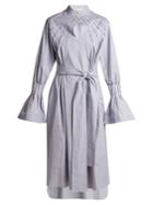 Teija Pintucked Bell-cuff Cotton Dress