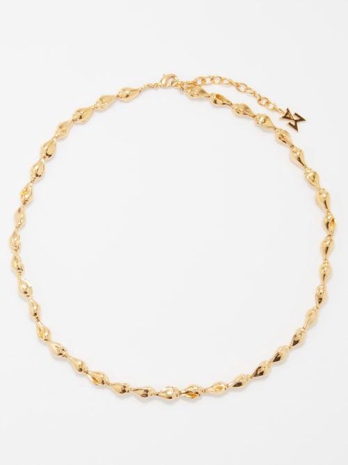 Amina Muaddi - Johana Shell-link Choker Necklace - Womens - Gold Multi