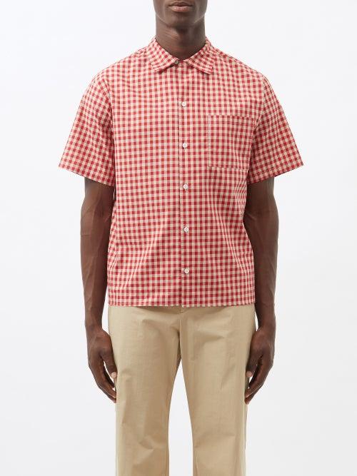 Molly Goddard - Josef Gingham-check Cotton-poplin Shirt - Mens - Red Check