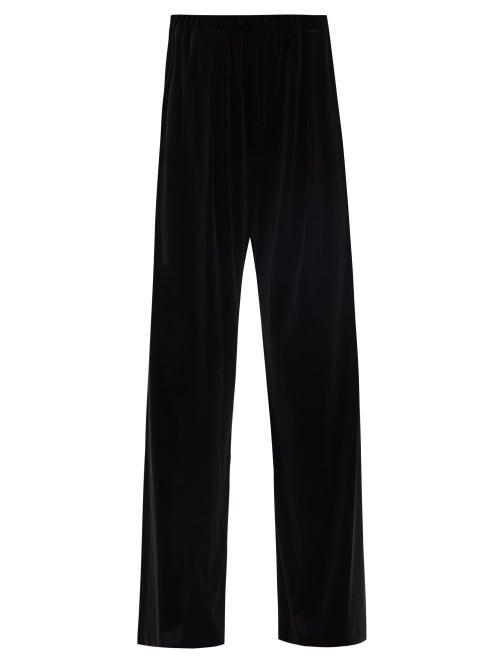 Ladies Rtw Alexandre Vauthier - High-rise Velvet Wide-leg Trousers - Womens - Black