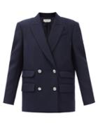 Alexander Mcqueen - Wool And Cashmere Herringbone Peacoat - Womens - Navy