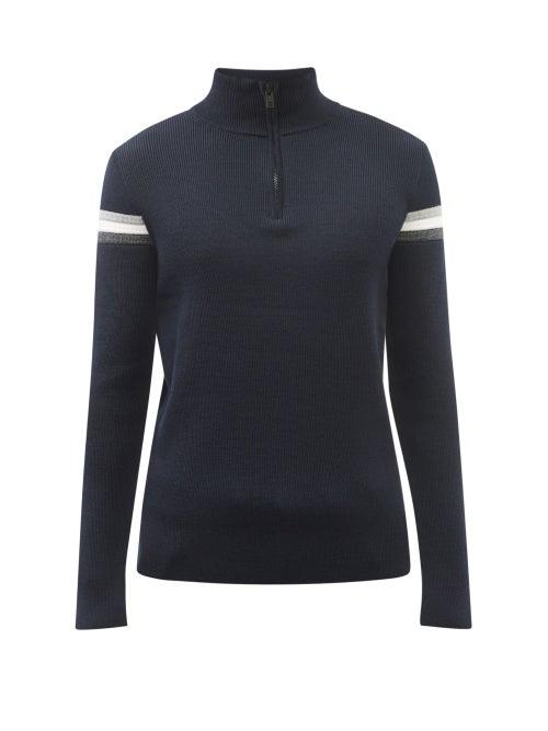 Fusalp - Wengen Iv Zip-neck Merino Sweater - Mens - Navy