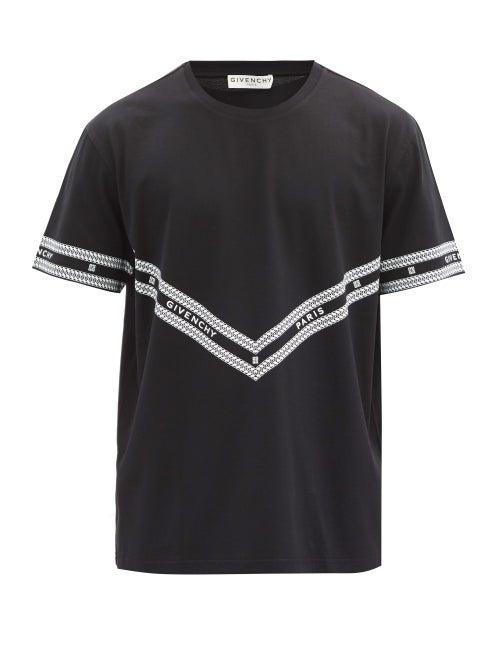 Matchesfashion.com Givenchy - Chevron Logo-print Cotton T-shirt - Mens - Black