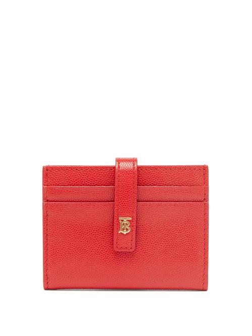 Matchesfashion.com Burberry - Sage Tb-monogram Grained-leather Cardholder - Womens - Red
