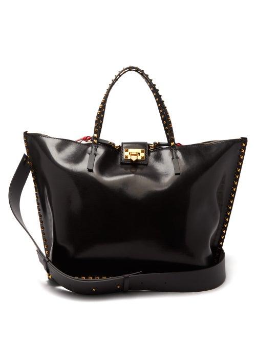 Matchesfashion.com Valentino - Rockstud Hype Large Leather Tote Bag - Womens - Black