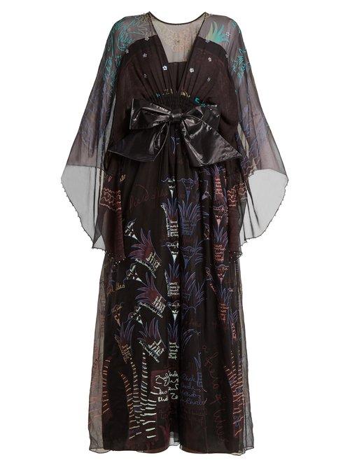Matchesfashion.com Zandra Rhodes - Summer Collection The 1973 Field Of Lilies Gown - Womens - Black Multi