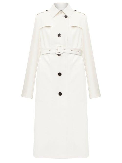Matchesfashion.com Jil Sander - Single-breasted Leather Trench Coat - Womens - Ivory