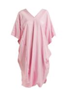 Matchesfashion.com By Walid - Lino V Neck Draped Raw Silk Dress - Womens - Pink