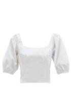 Matchesfashion.com Staud - Papaya Cotton-blend Poplin Top - Womens - White