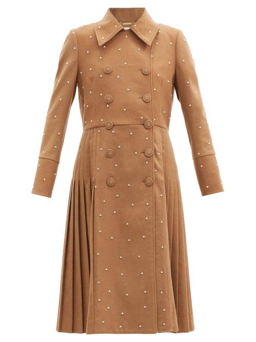 Matchesfashion.com Erdem - Murray Pearl-embellished Wool-blend Coat - Womens - Beige