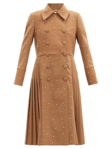 Matchesfashion.com Erdem - Murray Pearl-embellished Wool-blend Coat - Womens - Beige