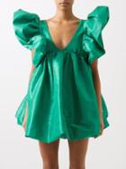 Kika Vargas - Adri Ruffled Silk-blend Taffeta Dress - Womens - Green