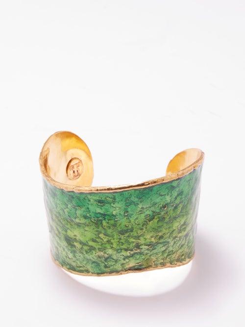 Sylvia Toledano - Flow Hammered-brass Cuff - Womens - Green Gold