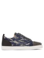 Matchesfashion.com Christian Louboutin - Louis Junior Studded Camouflage Jacquard Trainers - Mens - Navy