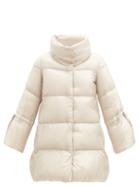 Matchesfashion.com Herno - Funnel-neck Cropped-sleeve Quilted Down Jacket - Womens - Cream