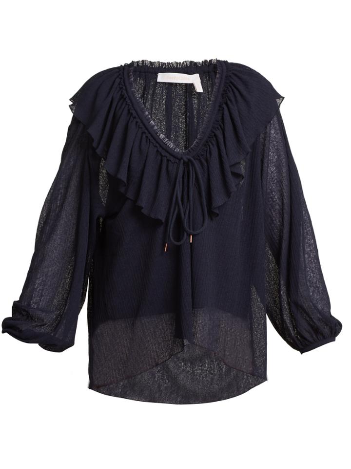 See By Chloé Ruffle-trimmed V-neck Blouse