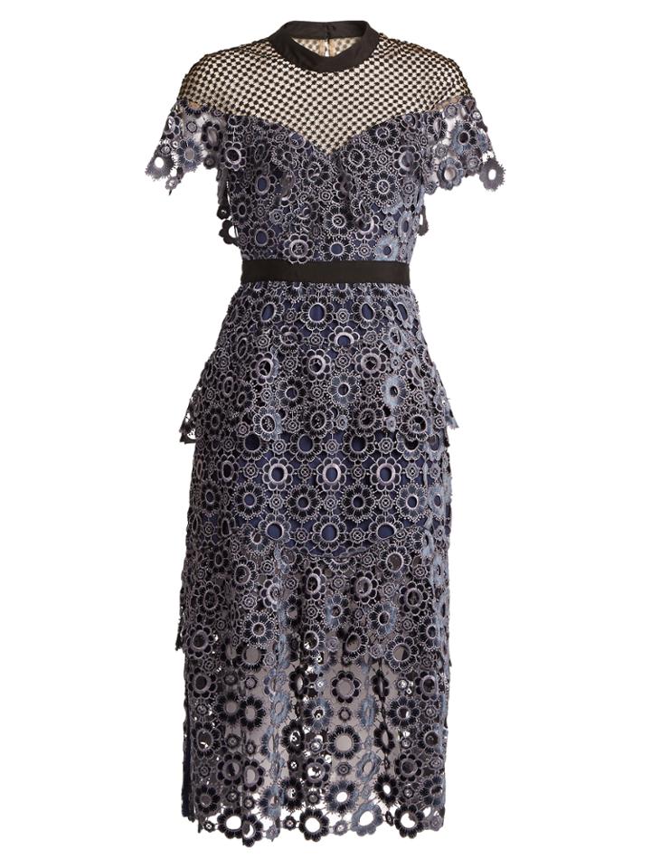 Self-portrait Cut-out Ditzy-lace And Floral-embroidered Dress