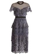 Self-portrait Cut-out Ditzy-lace And Floral-embroidered Dress