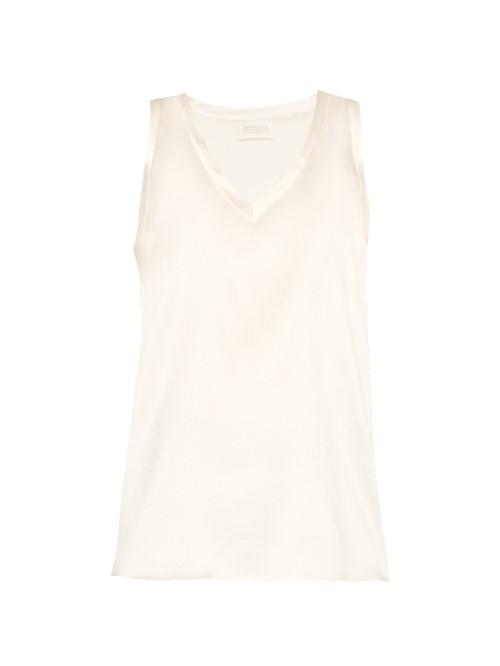 Brunello Cuccinelli V-neck Silk-blend Satin Tank Top