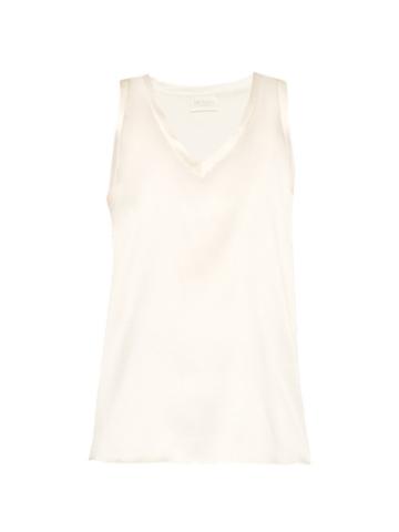 Brunello Cuccinelli V-neck Silk-blend Satin Tank Top