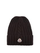 Matchesfashion.com Moncler - Ribbed Knit Wool Beanie Hat - Womens - Black