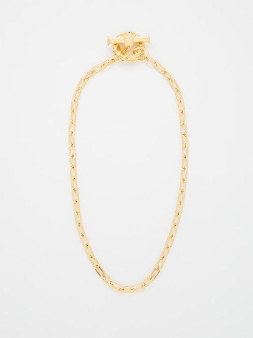 Bottega Veneta - T-bar 18kt Gold-plated Necklace - Womens - Yellow Gold