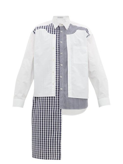 Matchesfashion.com Jw Anderson - Asymmetric Gingham Cotton Poplin Shirt - Mens - Blue White