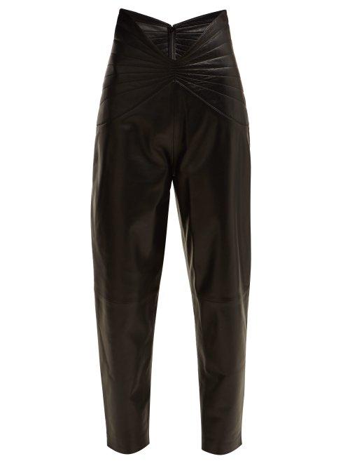 Matchesfashion.com Attico - Butterfly Waist Leather Trousers - Womens - Black