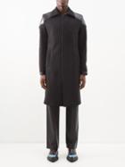 Mm6 Maison Margiela - Leather-panelled Wool-blend Coat - Mens - Black