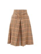 Matchesfashion.com Maison Margiela - Pleated Checked Wool Culottes - Womens - Camel