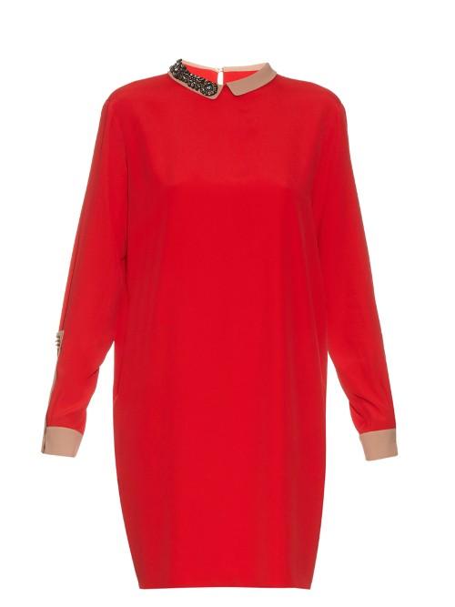 No. 21 Embellished-collar Crepe Dress
