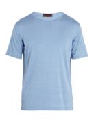 Matchesfashion.com Altea - Crew Neck Silk And Cotton Blend T Shirt - Mens - Light Blue