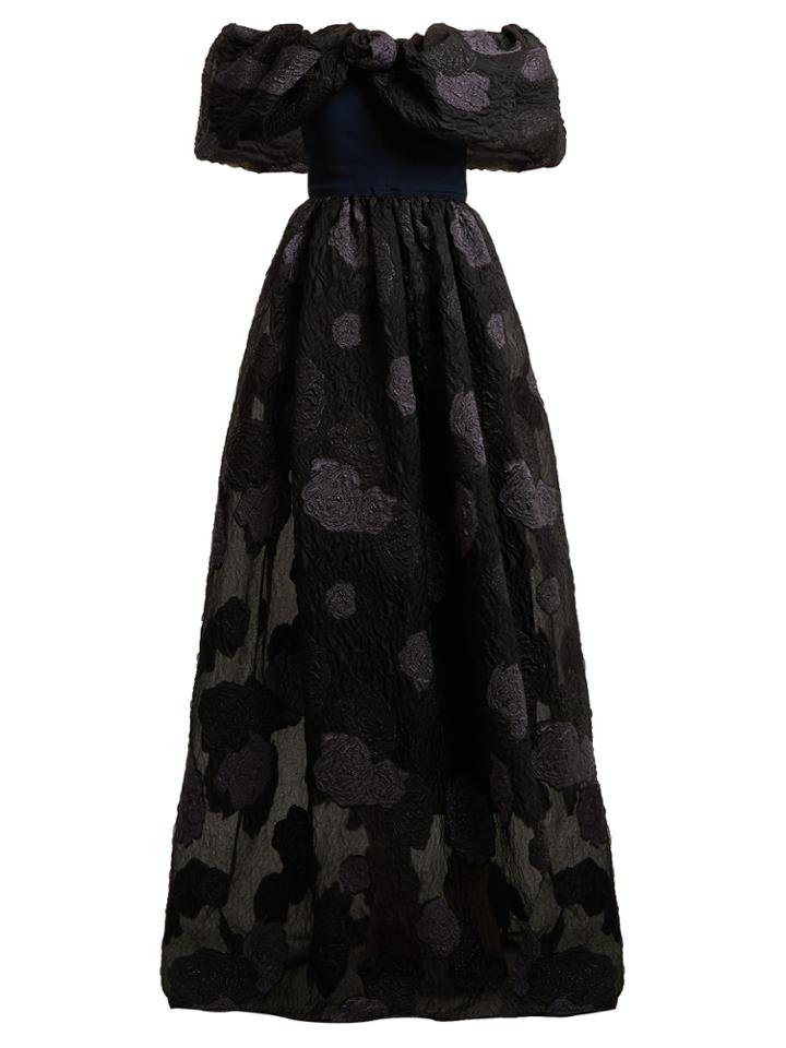 Emilio De La Morena Off-the-shoulder Floral-brocade Gown