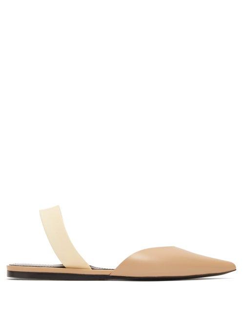 Matchesfashion.com Proenza Schouler - Point Toe Leather Slingback Flats - Womens - Nude