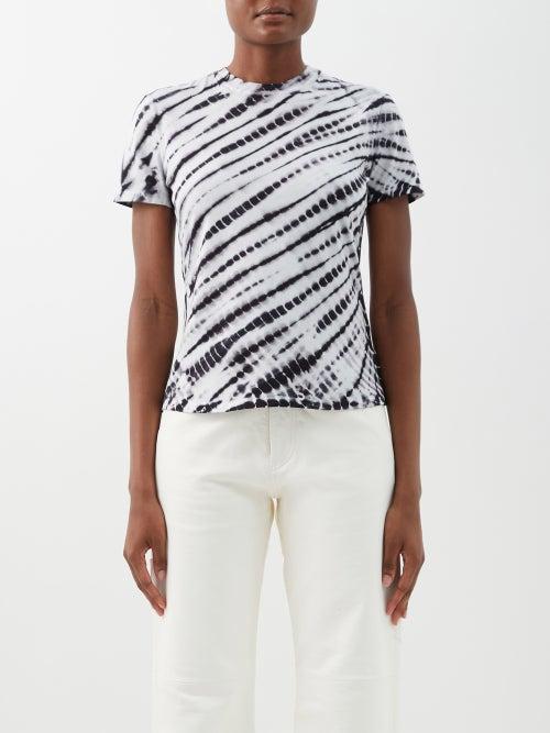 Proenza Schouler White Label - Alligator-effect Tie-dye Cotton-blend T-shirt - Womens - Black & White