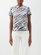 Proenza Schouler White Label - Alligator-effect Tie-dye Cotton-blend T-shirt - Womens - Black & White