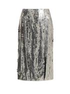 Matchesfashion.com Erdem - Tahira Sequin Embellished Skirt - Womens - Silver