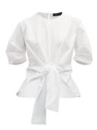Matchesfashion.com Proenza Schouler - Gathered Cotton Poplin Shirt - Womens - White