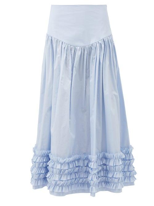 Molly Goddard - Opal Ruffled Cotton-poplin Skirt - Womens - Light Blue