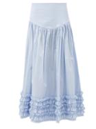 Molly Goddard - Opal Ruffled Cotton-poplin Skirt - Womens - Light Blue